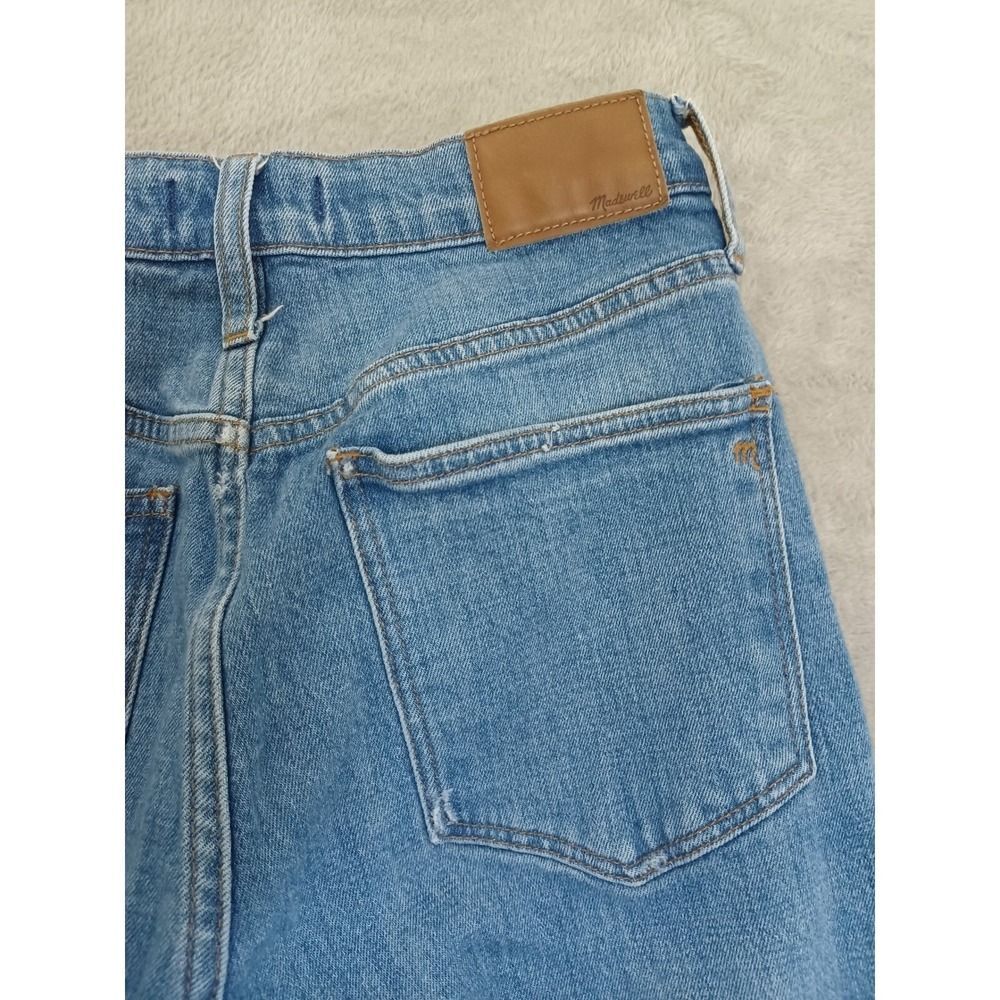 Madewell Jeans Sz 27 High Rise Slim Straight Crop Boyjean Fray Raw Hem Stretch - Picture 13 of 14